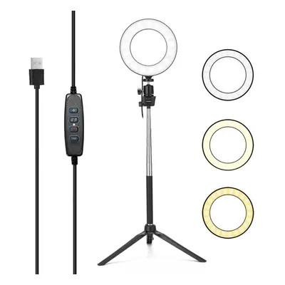 USB Dimmable Wide Dimming Range LED Round Fill in Light Tripod for Photo Selfie Photography