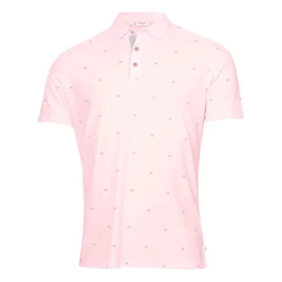 (XL, Pink) Calvin Klein Mens CK Monogram Quick Dry Moisture Wicking Golf Polo Shirt