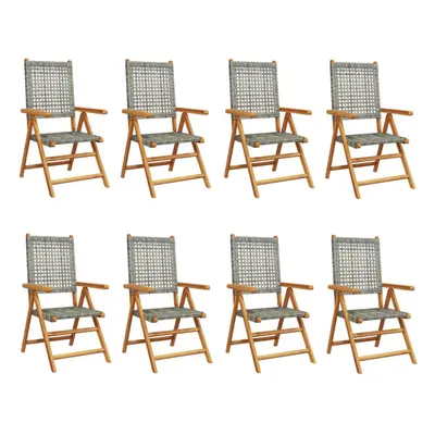 (grey, pcs) vidaXL Reclining Garden Chairs Outdoor Chair Armchair Poly Rattan & Solid Wood