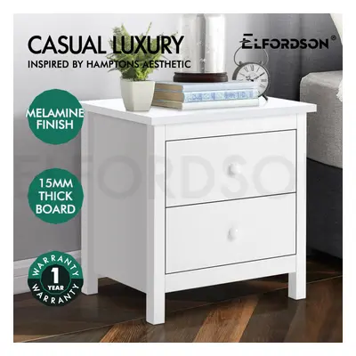 (Hamza - Drawers(White)) ELFORDSON Bedside Table Retro Wooden Nightstand Vintage Storage Side Ca