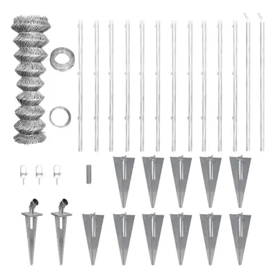 vidaXL Galvanised Chain-Link Fence with Anchor Spike for Post 25x1.25m Barrier