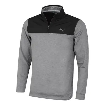 (XXL, Puma Black/Quiet Shade Heather) Puma Golf Mens Cloudspun Colour Block Moisture Wicking Qua