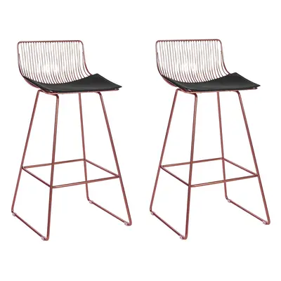 Set of Bar Chairs FREDONIA Metal Rose Gold