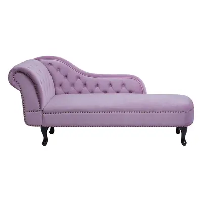 Left Hand Chaise Lounge Velvet Light Violet NIMES