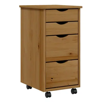 (honey brown) vidaXL Rolling Cabinet Office Cabinet with Drawers Grey Solid Wood Pine MOSS