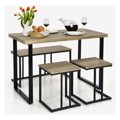 4-Piece Dining Table Set Kitchen Table Space-Saving Breakfast Table