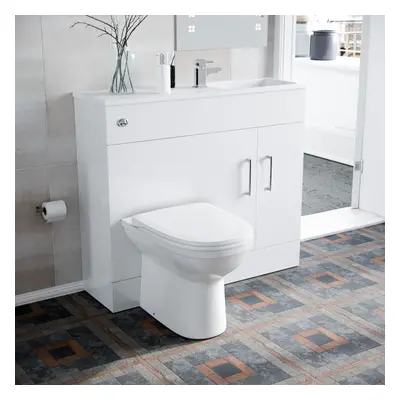 James 1000mm Slimline Floorstanding Vanity Basin and Welbourne White Back To Wall Modern Toilet 