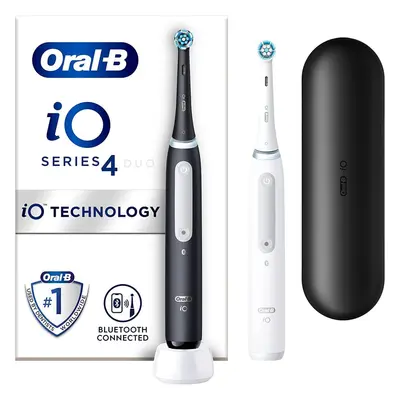 Oral-B iO4 2x Electric Toothbrushes For Adults, Toothbrush Heads & Travel Case, Modes With Teeth