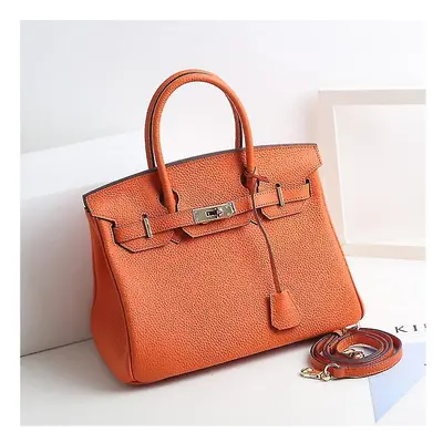 (Ladies Women Leather Handbag Birkin First Layer Cowhide Leather Tote Bag Commuter Crossbody Kel