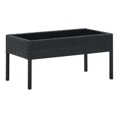 vidaXL Garden Table Black 75x40x37 cm Poly Rattan Outdoor Furniture Side Table