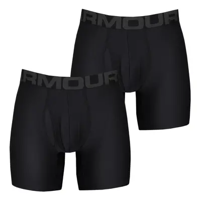 (S, Black) Under Armour Mens Tech 6in Moisture Wicking 4-Way Stretch (2 Pack) Boxers