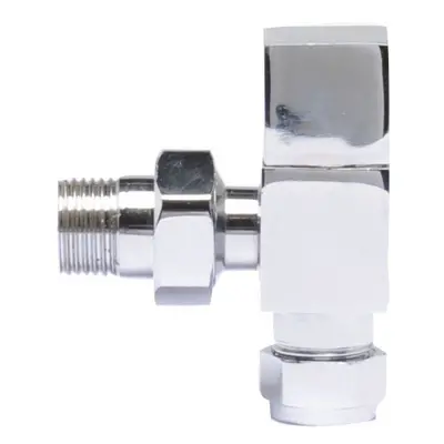 Angled Square Radiator Valves, Sold in Pairs - Chrome