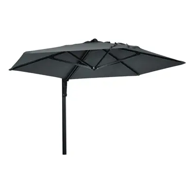 Outsunny Wall-Mounted Parasol Patio Umbrella with Hand to Push System Dark Grey