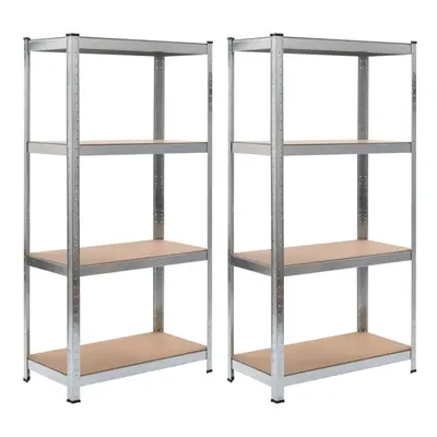 vidaXL 2x Storage Shelves Silver 80x40x160cm Steel and MDF Display Organiser