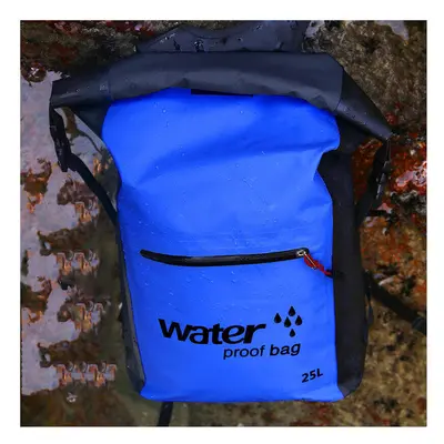 (Blue) 25L Outdoor Portable Folding Waterproof Backpack Sports Rafting Kayaking Canoeing Travel 