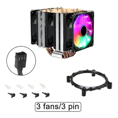 (3 Fans/3 pin) Copper Tube Ultra-Quiet Color CPU Cooling Fan Dual/Triple Fan