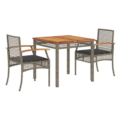 vidaXL Garden Dining Set Piece with Cushions Outdoor Chair Grey Poly Rattan