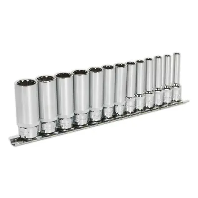 13pc UNIVERSAL DEEP Metric Socket Set - 1/4" Sq TOTAL DRIVE Fits Most Fasteners