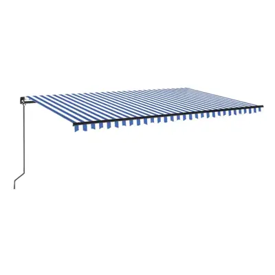 vidaXL Manual Retractable Awning with LED 500x300 cm Blue and White Outdoor