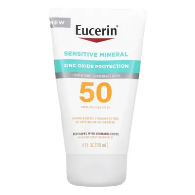 Eucerin, Sensitive Mineral, Lightweight Sunscreen Lotion, SPF 50, Fragrance Free, fl oz (118 ml)