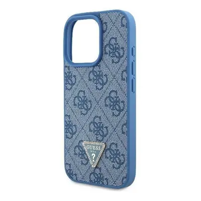 Guess Leather Metal Logo Strass Crossbody Case for iPhone Pro Blue