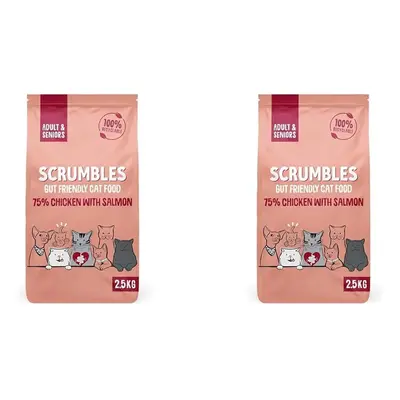 (2.5 kg (Pack of 2)) Scrumbles All Natural Dry Cat Food With Chicken and Fresh Salmon