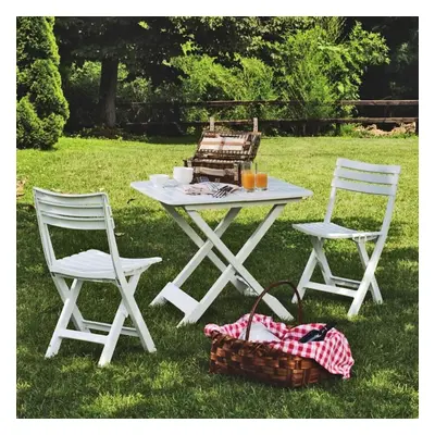 (White) Folding Table and Chairs Set for Outdoor Garden