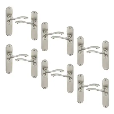 (6x Satin Nickel Bathroom) 4/6Pcs Kensington Metal Door Lever Handles Set, Fire, Stain Scratch-R