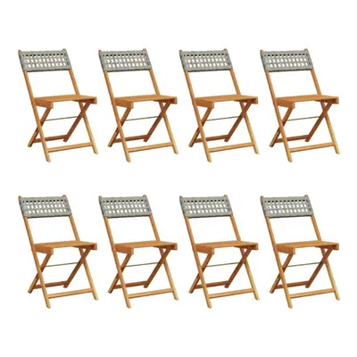 (grey, pcs) vidaXL Bistro Chairs Outdoor Dining Chair Solid Wood Acacia and Poly Rattan