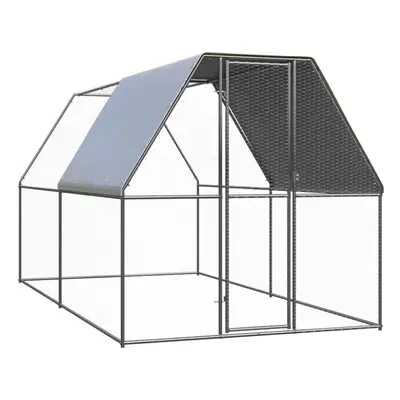 vidaXL Outdoor Chicken Cage Galvanised Steel Patio Chicken Hen House Coop Run