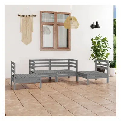 vidaXL Solid Pinewood Garden Lounge Set Piece Grey Outdoor Seating Sofa