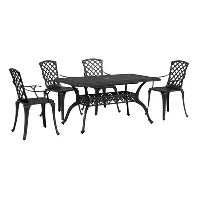 vidaXL Garden Dining Set Piece Outdoor Table and Chair Black Cast Aluminium