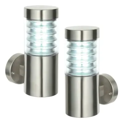 2 PACK IP44 Outdoor Wall Light Steel Spiralled Clear Shade Porch Outdoor Lamp