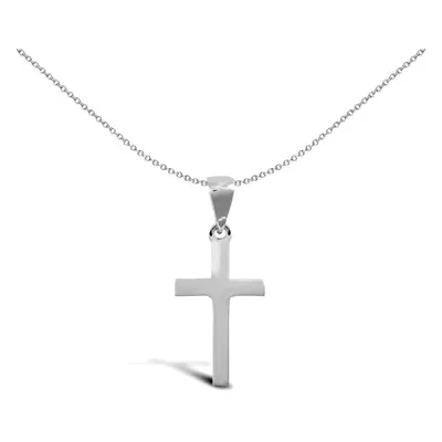 Jewelco London Solid 9ct White Gold Plain Cross Pendant - JPX110