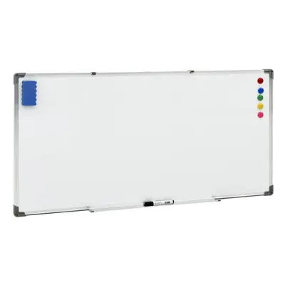 vidaXL Magnetic Whiteboard White Steel Presentation Supply Dry-Erase Board