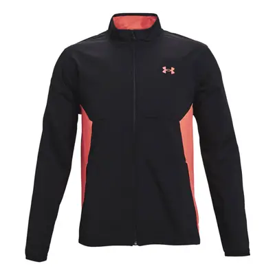 (S, Black/Venom Red) Under Armour Mens Storm Windstrike Full Zip Stretch Windproof Golf Jacket