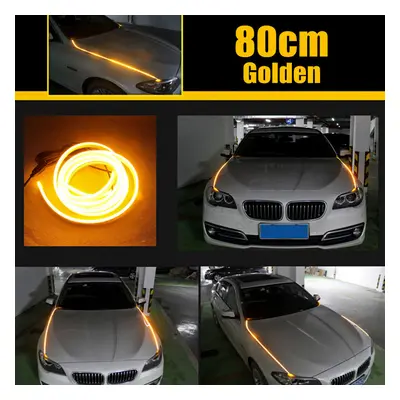 (Gold) 2PCS Hood LED Light Strip Grilles Under Spoiler Scanning LED Knight Rider