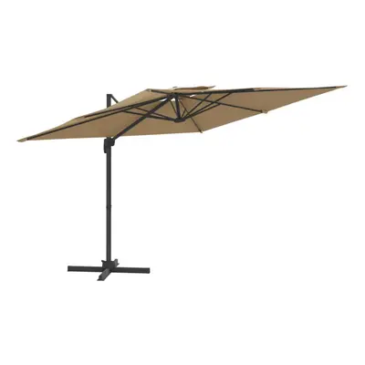 vidaXL Double Top Cantilever Umbrella Taupe 400x300 cm Garden Parasol Sunshade