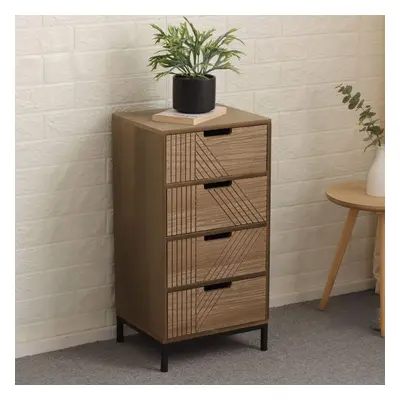 (4 Drawer Chest) Solid Chest / Storage Drawers Geometric Design