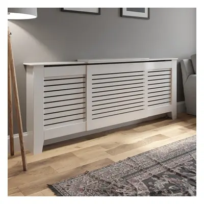 Radiator Cover Wall Cabinet Adjustable MDF Wood White Horizontal Style Modern