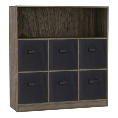 (Anthracite Oak, Black) Wooden Cubed Bookcase Units Shelves Drawers