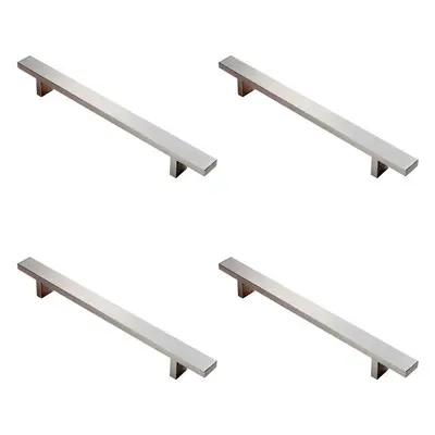 4x Rectangular T Bar Pull Handle x 20mm 160mm Fixing Centres Stainless Steel