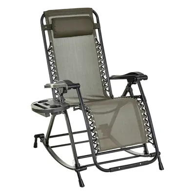 Outsunny Folding Recliner Chair Outdoor Lounge Rocker Zero-Gravity Seat Grey