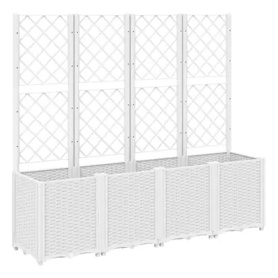 vidaXL Garden Planter with Trellis Outdoor Flower Pot Planter Pot Box White PP