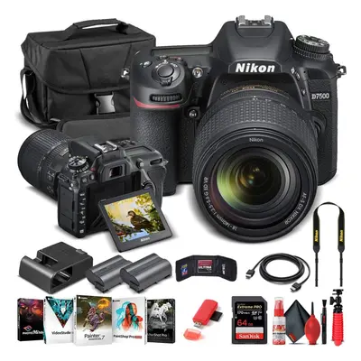 Nikon D7500 DSLR Camera with 18-140mm Lens (1582) + 64GB Memory Card + Case + Corel Photo Softwa