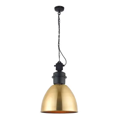 Ceiling Pendant Light Antique Brass Paint & Matt Black 40W E27 GLS