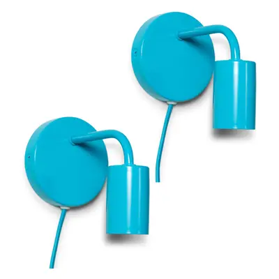 Pair of - Plug in Colour Pop Blue Wall Lights, Easy Fit Wall Lamp