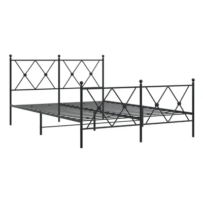 (black, 137x190 cm/with headboard & footboard) vidaXL Metal Bed Frame with Headboard and Footboa