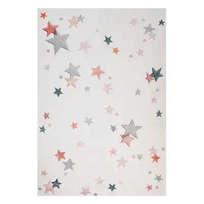 Cotton Kids Rug Stars Pattern x cm White ALPOUD