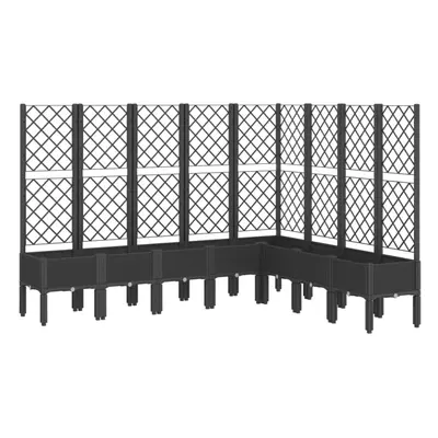 (black, x x cm) vidaXL Garden Planter with Trellis Patio Flower Pot Planter Box Light Grey PP